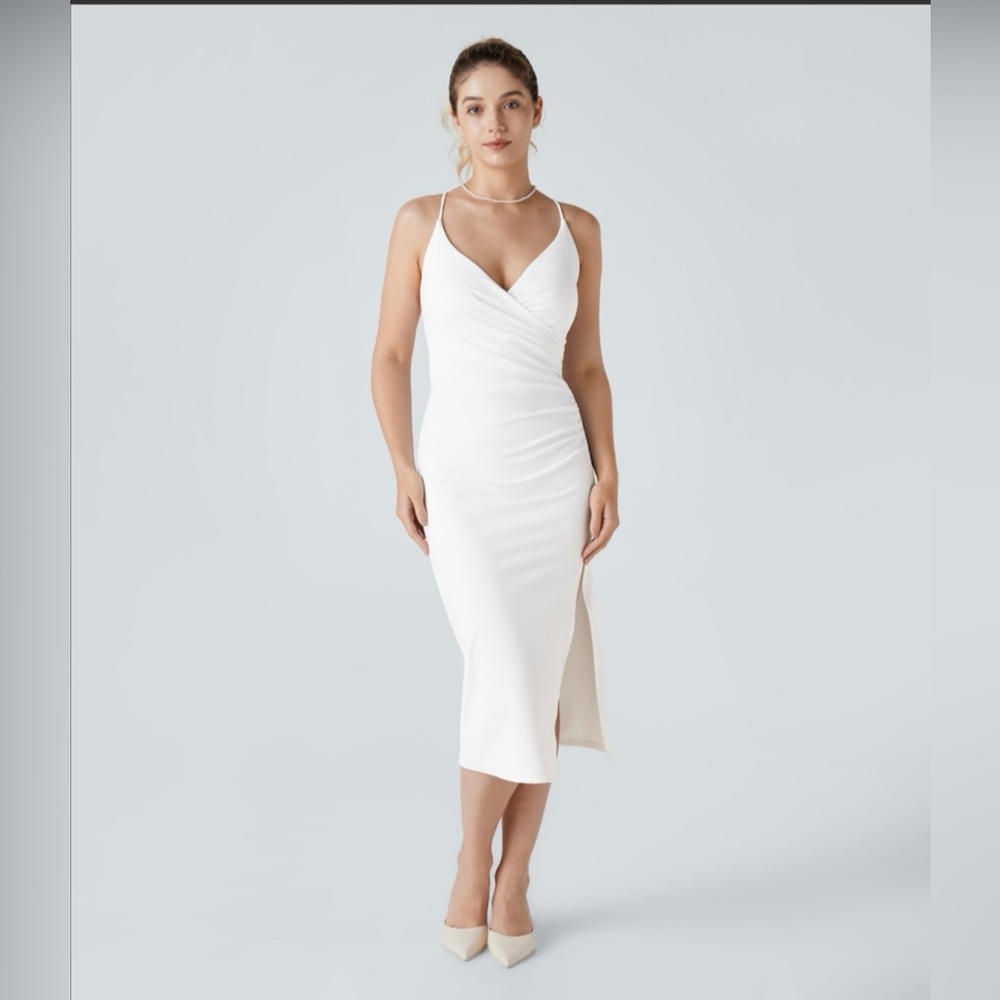SoftlyZero™ Airy Crossover Ruched Lace Up Bodycon Cool Touch Dress-UPF50+